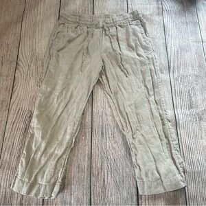 Charter Club Luxury Pants Womens Petite Medium Ivory 100% Linen Pull On Wide Leg